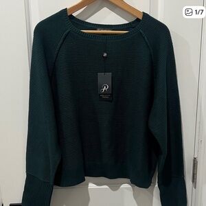 Adrianna Papell Teal Crew Neck Sweater, Size Large